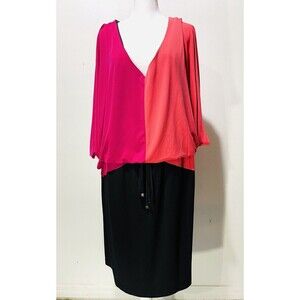 London Times dress colorful career business office comfy color block women 22W